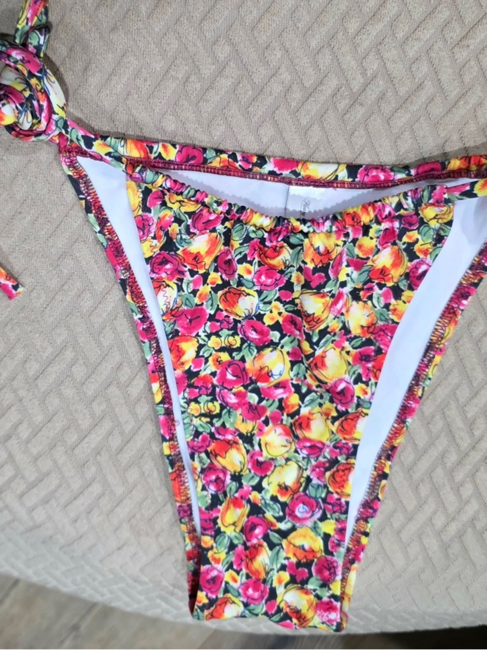 Heavy Manners Floral Bikini Top - Pink, Yellow, Green